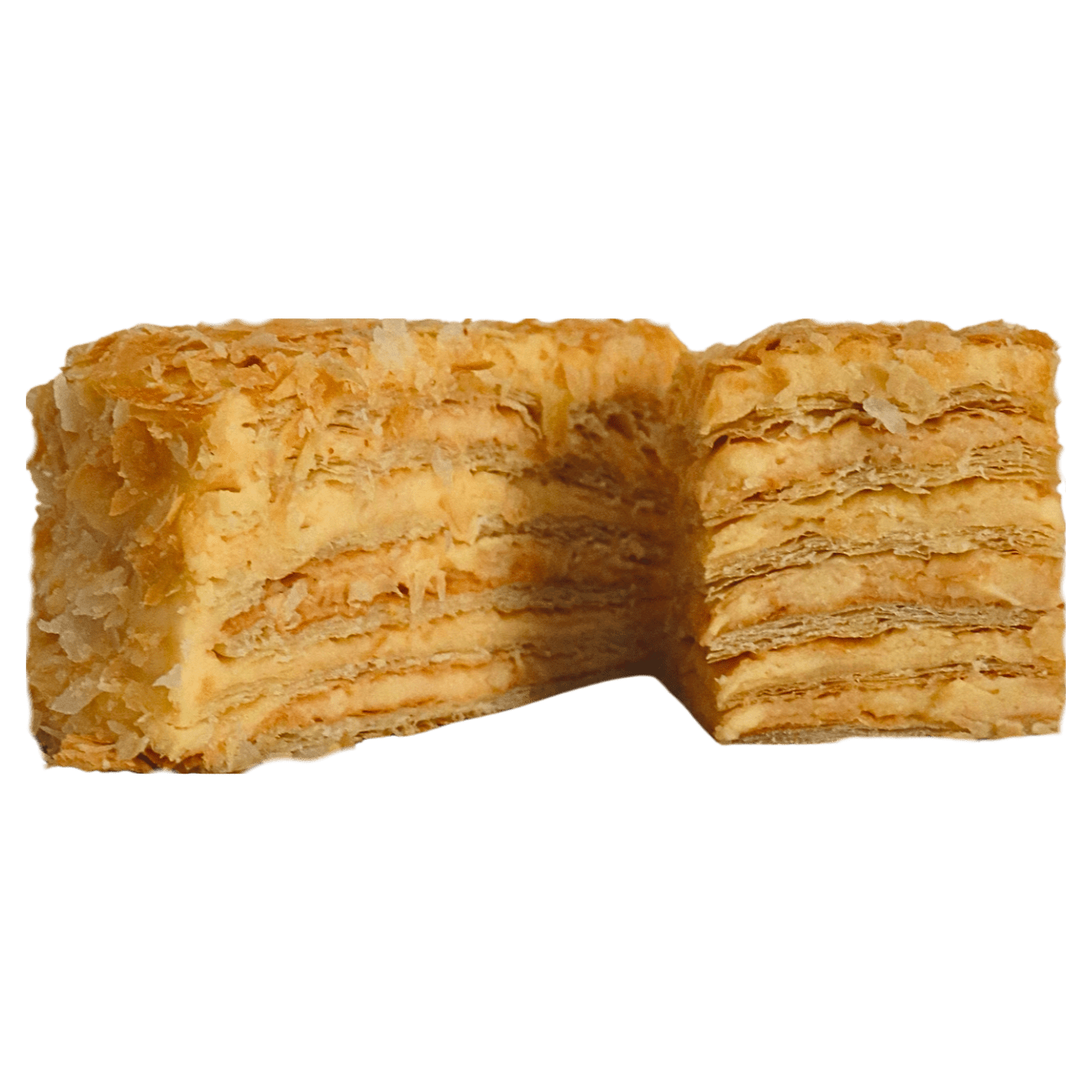 Homemade Napoleon cake with layers of flaky pastry and traditional custard cream.