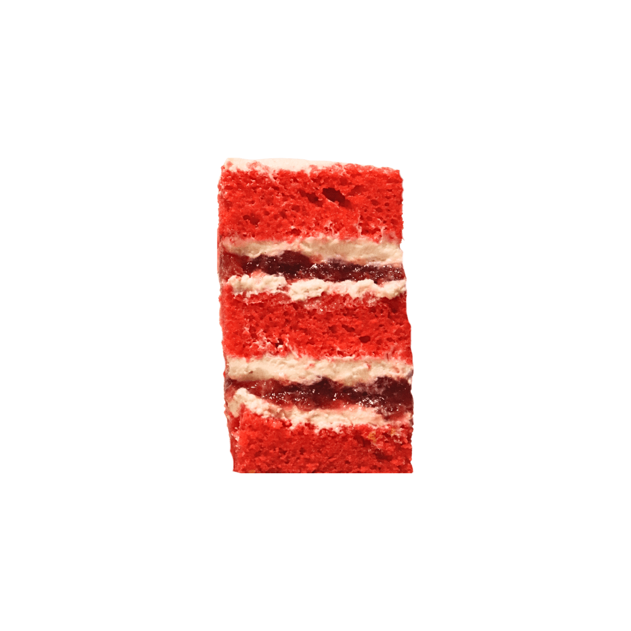 Classic homemade Red Velvet cake with cream cheese frosting and moist red sponge.