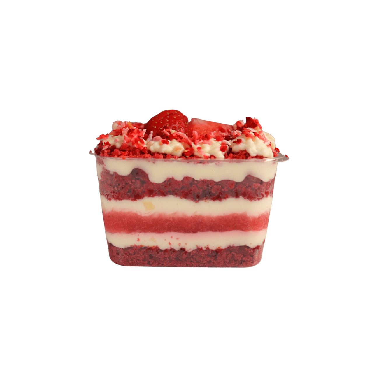 Mini red velvet layered dessert cup